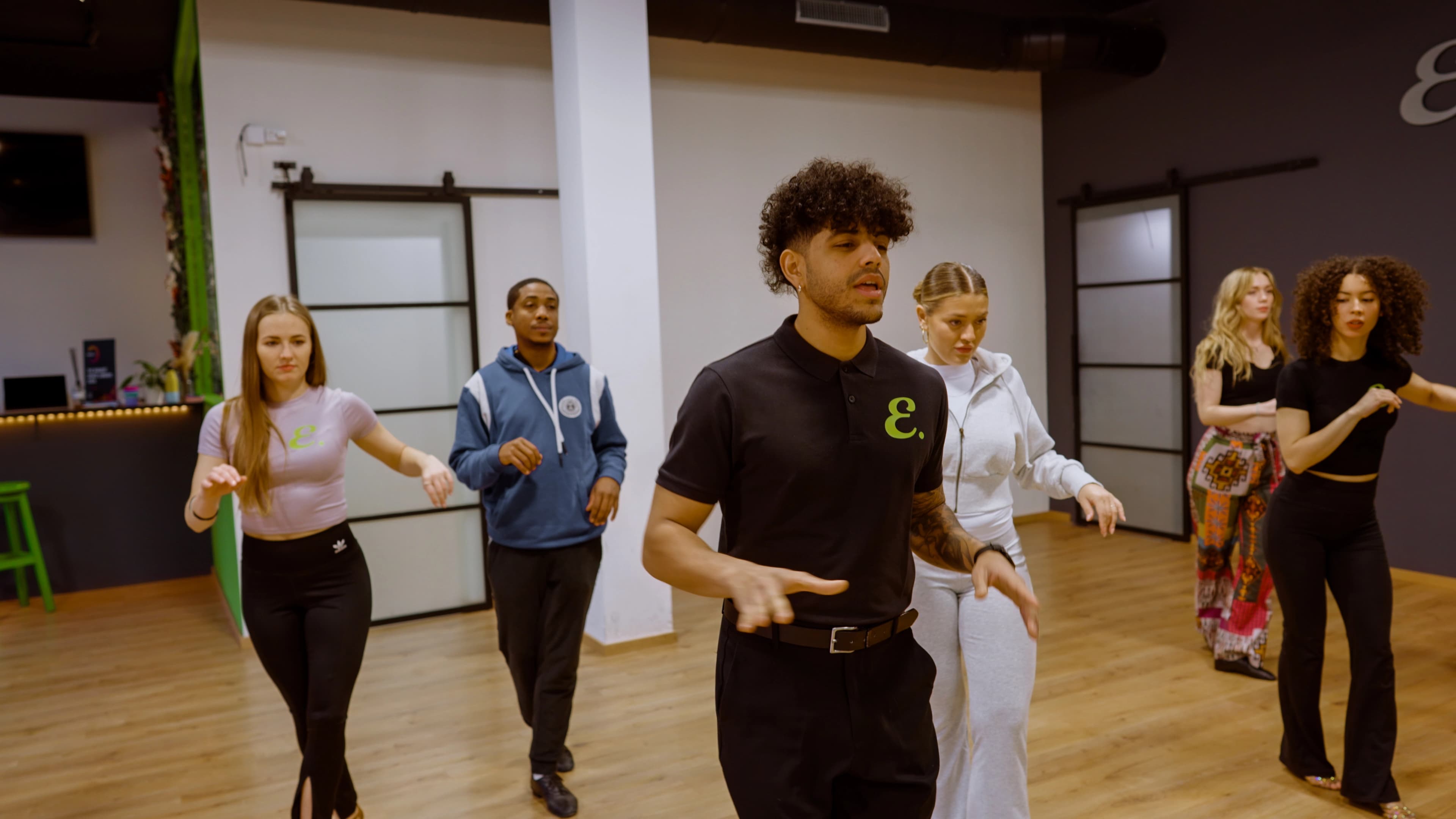Girls in a dance class posing
